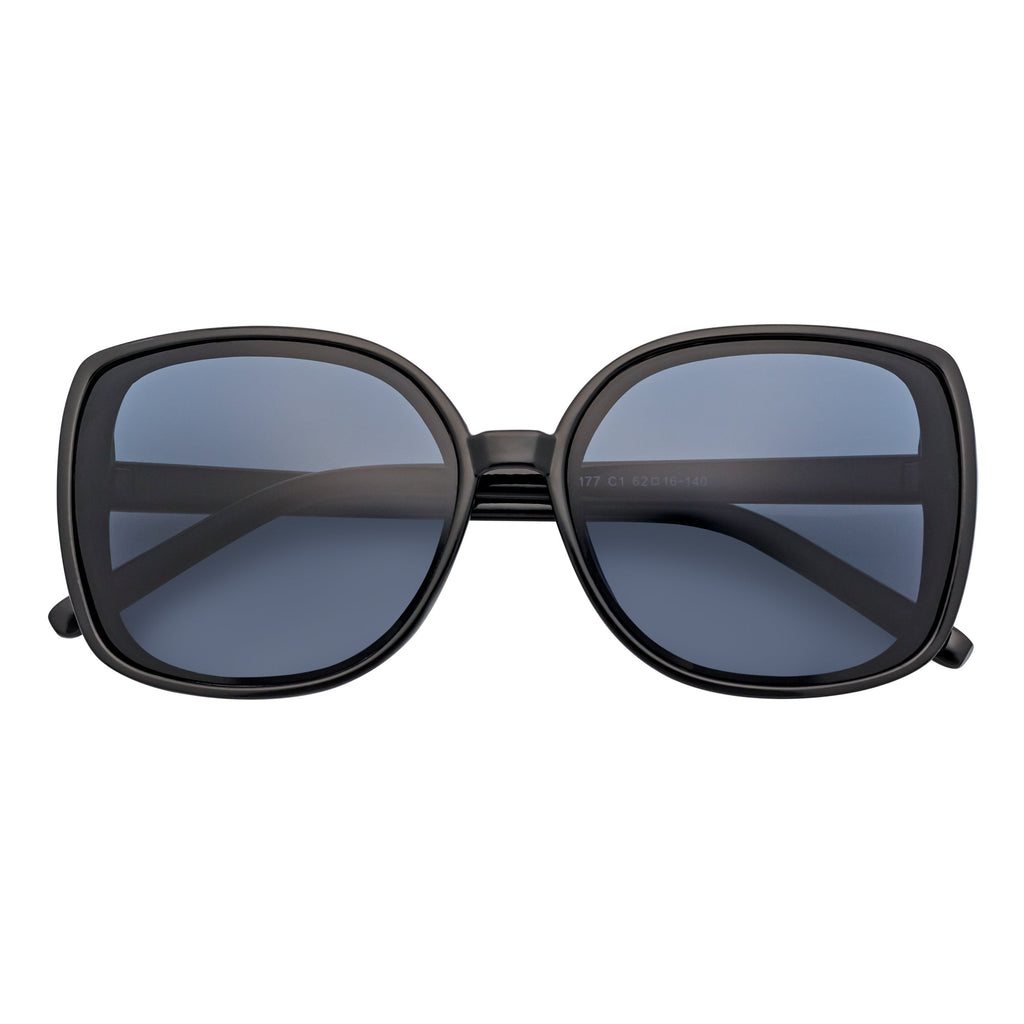 JUSTINE - Oversize Square Sunglasses Black Smoke